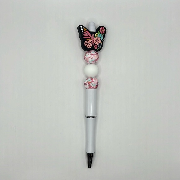 Floral Butterfly Silicone Beaded Pen - Picture 1 of 5